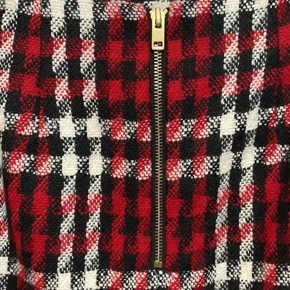 EUC Talbots Red, black cream hounds tooth wool blend lined skirt 10 - Picture 4 of 7